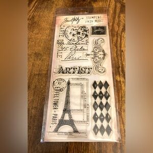 Tim Holtz Visual Artistry Cling Mount Rubber Stamps Sayings 6 pc new